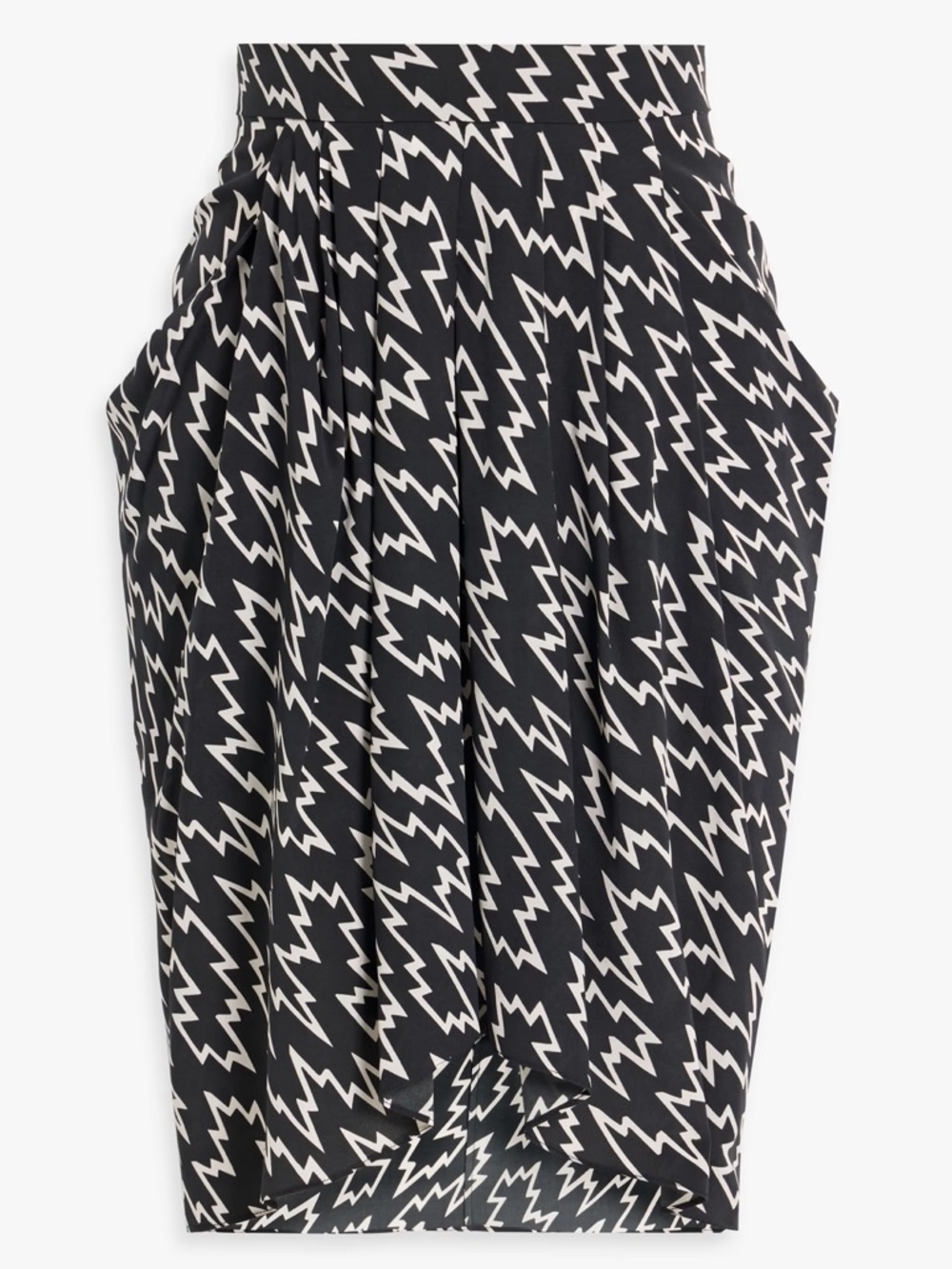 NWT Isabel Marant ‘Jupe Igina’ Asymmetric Printed Silk-Blend Skirt in Black Sz 4